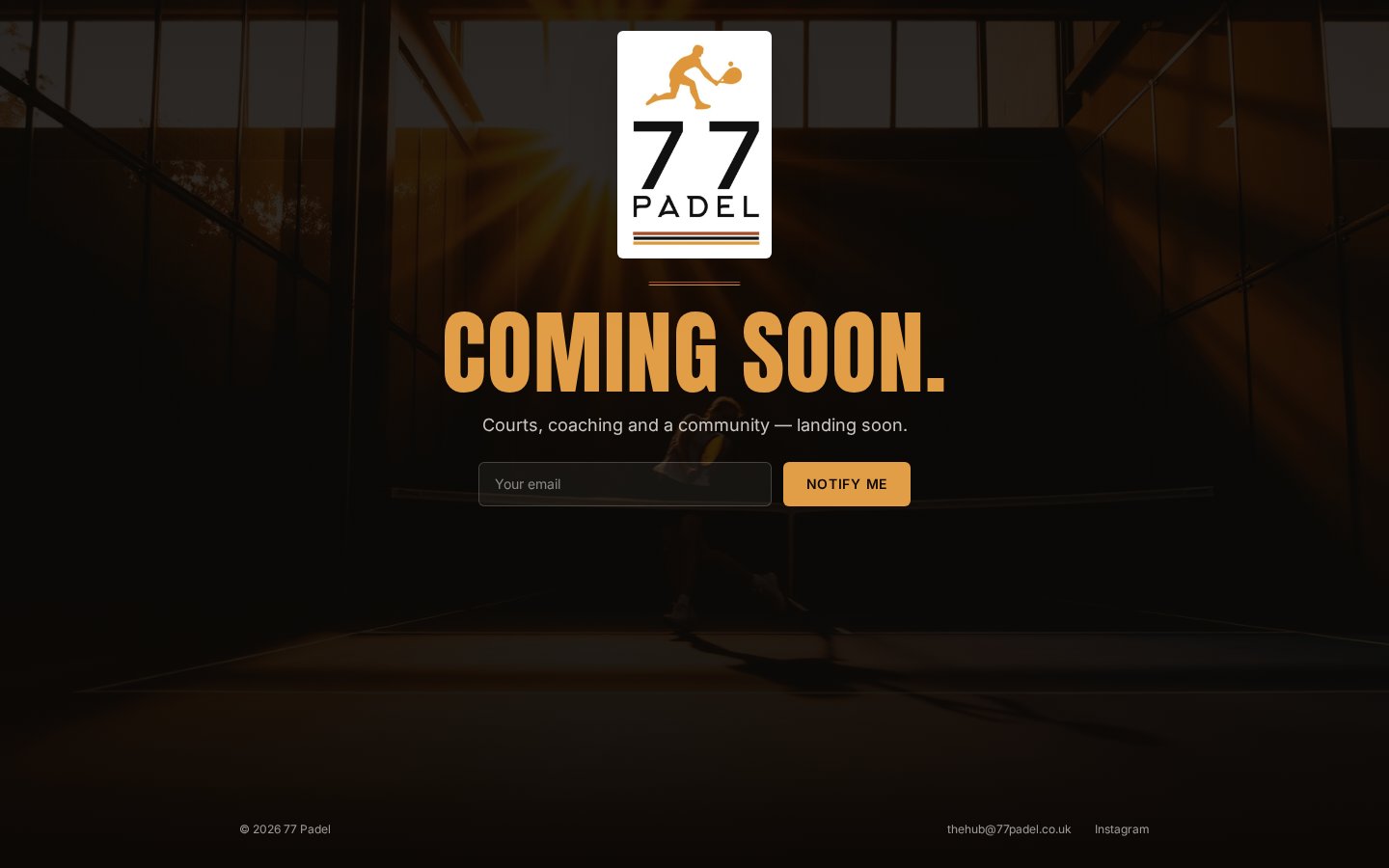 77 Padel website screenshot