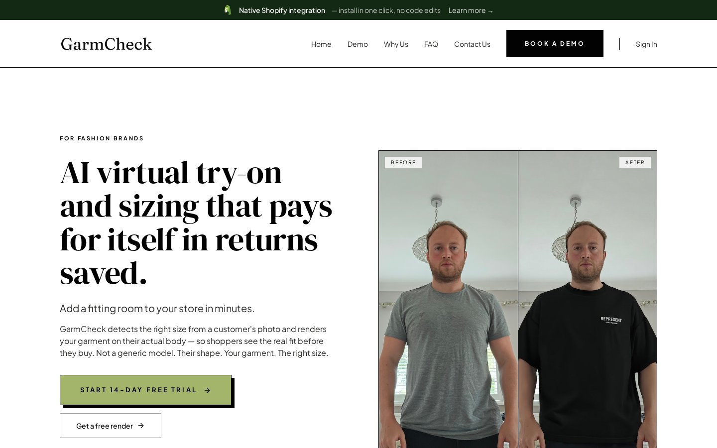 GarmCheck website screenshot